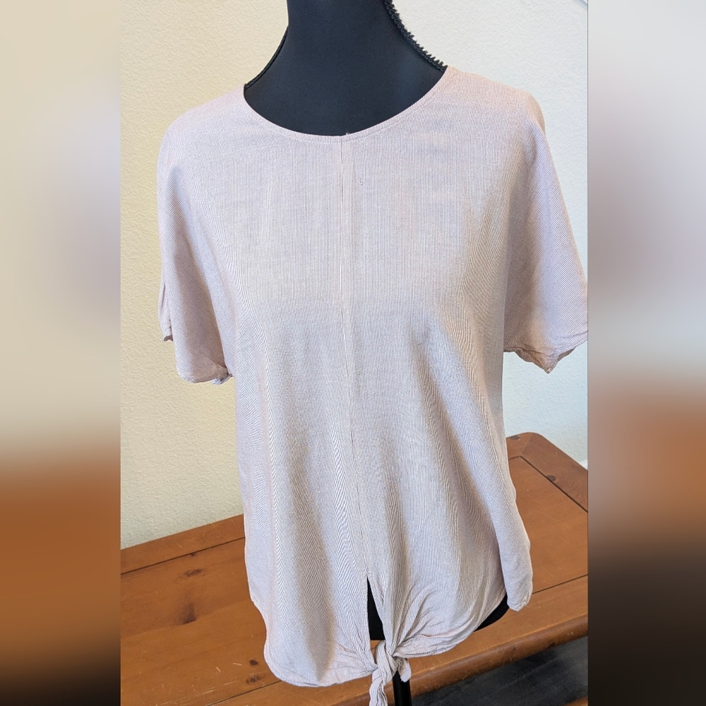 Madewell Ribbed Tie Front Top Red And White Striped Top Size Medium